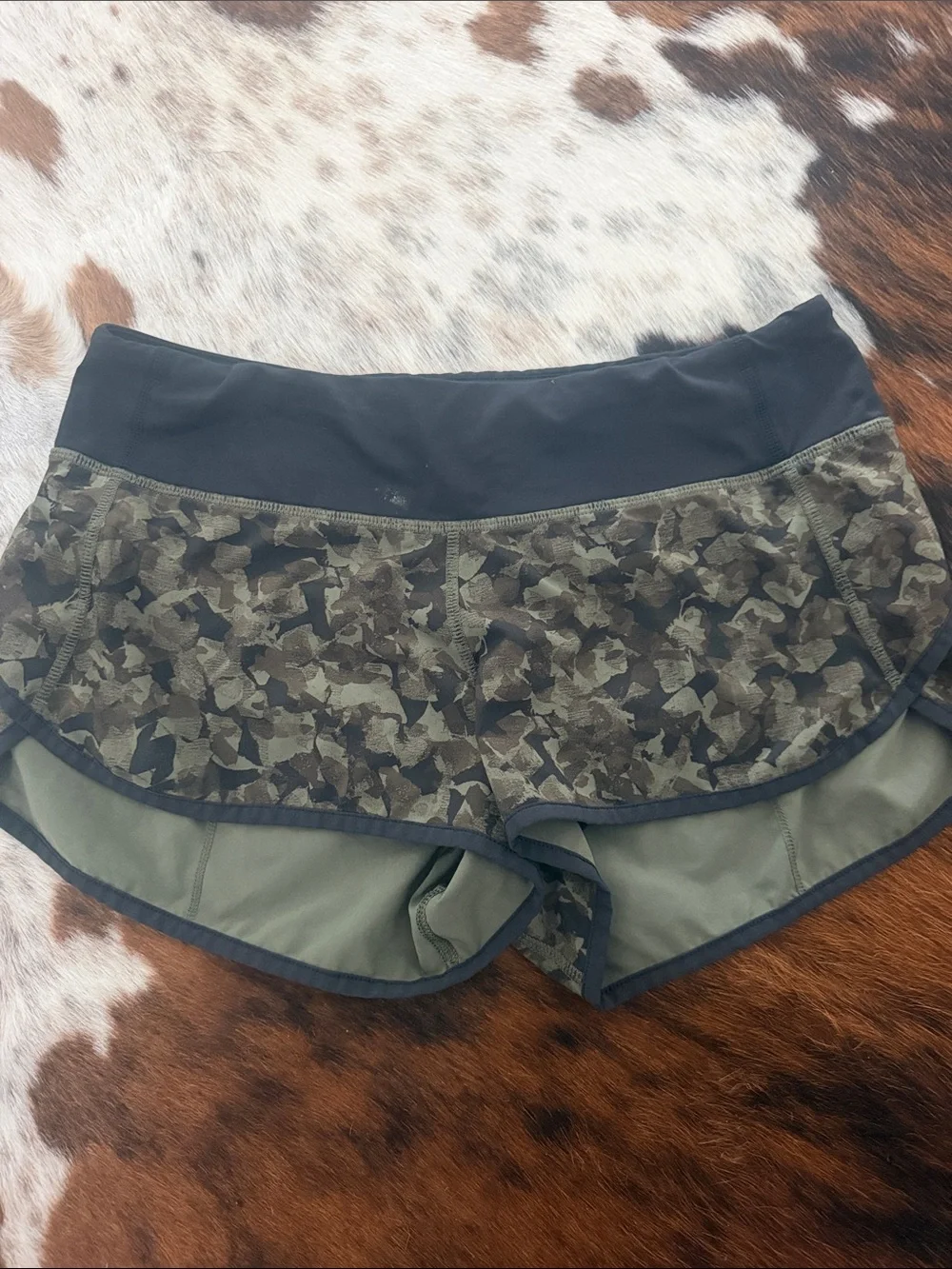 lululemon athletica Olive Green Camo Running Shorts